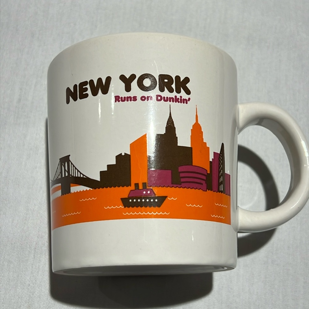 Dunkin’ Donuts 2012 New York Coffee Mug Tea Cup Orange White Brown Pink